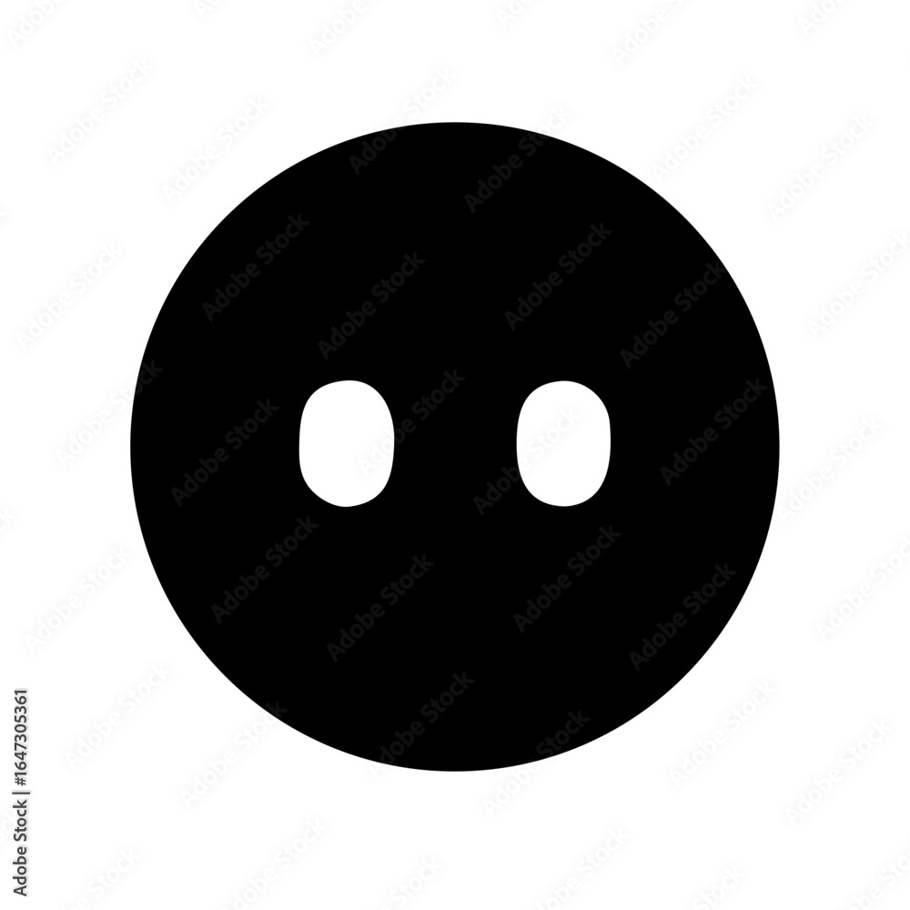 Fototapeta premium Black circle emoticon with two white dots. 