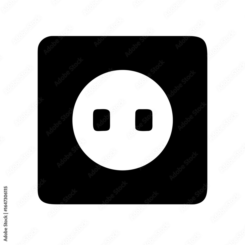 Fototapeta premium A square black power outlet, simple and functional. 