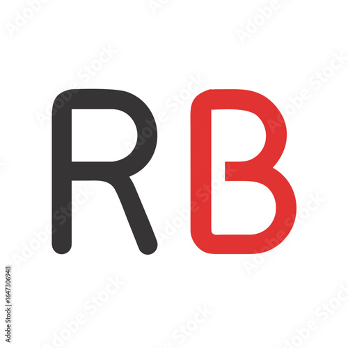 Red and black letters, RB logo.
