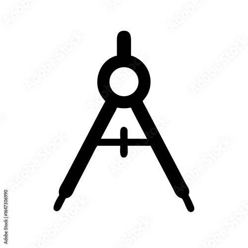 Black compass, precise measuring tool.
