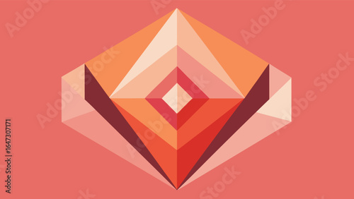 Abstract Geometric Diamond Shape with Layered Triangles in Warm Hues abstract art