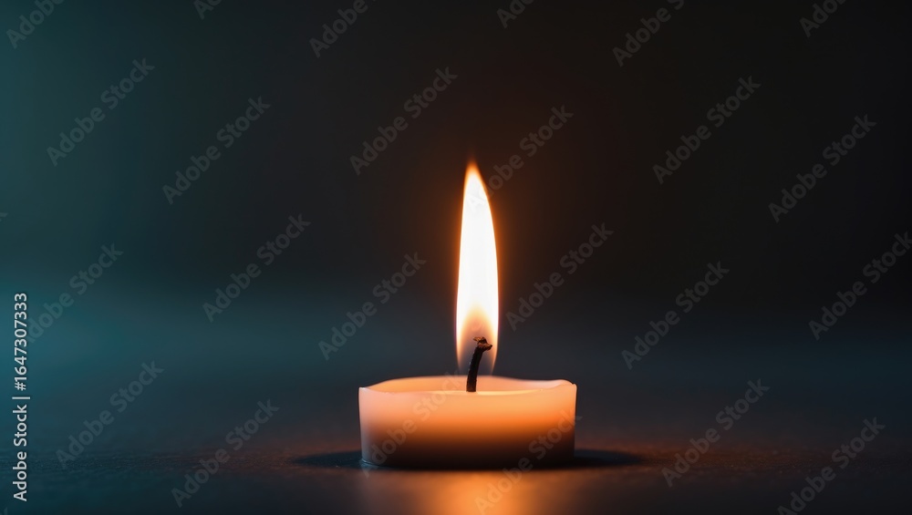 Fototapeta premium A single lit candle against a dark background.