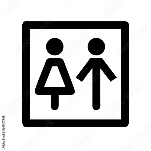 Public restroom sign, showing women's and men's symbols.
