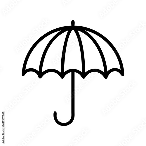 Simple black outline of an umbrella.
