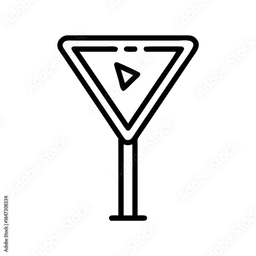 Yield sign, triangular shape, with arrow.
