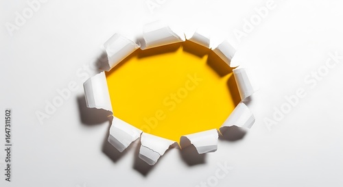Torn paper revealing bright yellow background inside