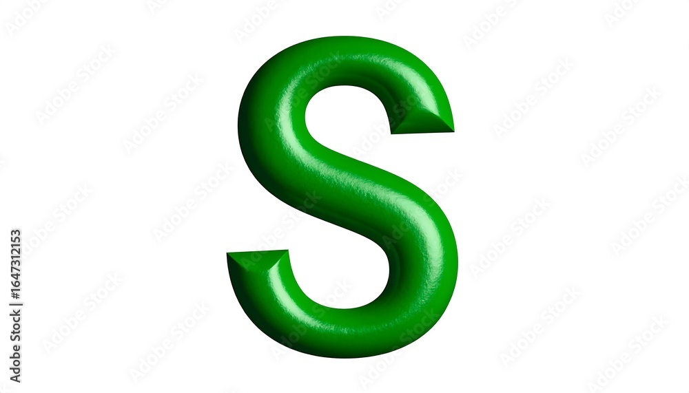 Naklejka premium Vibrant Green Letter S Isolated on White Backdrop for Graphic Design Use
