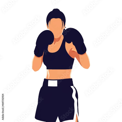 Vector Portrait of a female boxer 