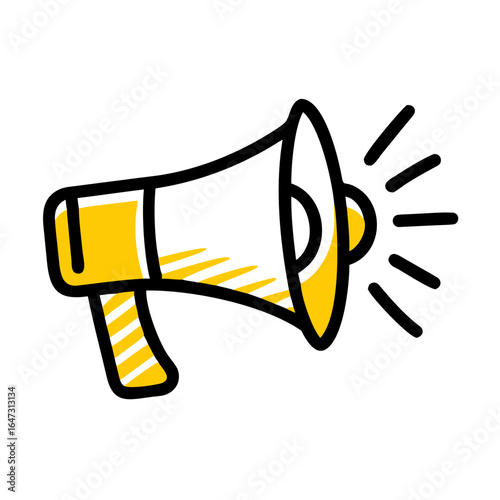Yellow megaphone, symbol of public announcement.
