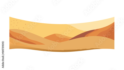 Desert landscape with sand dunes and mountains.
