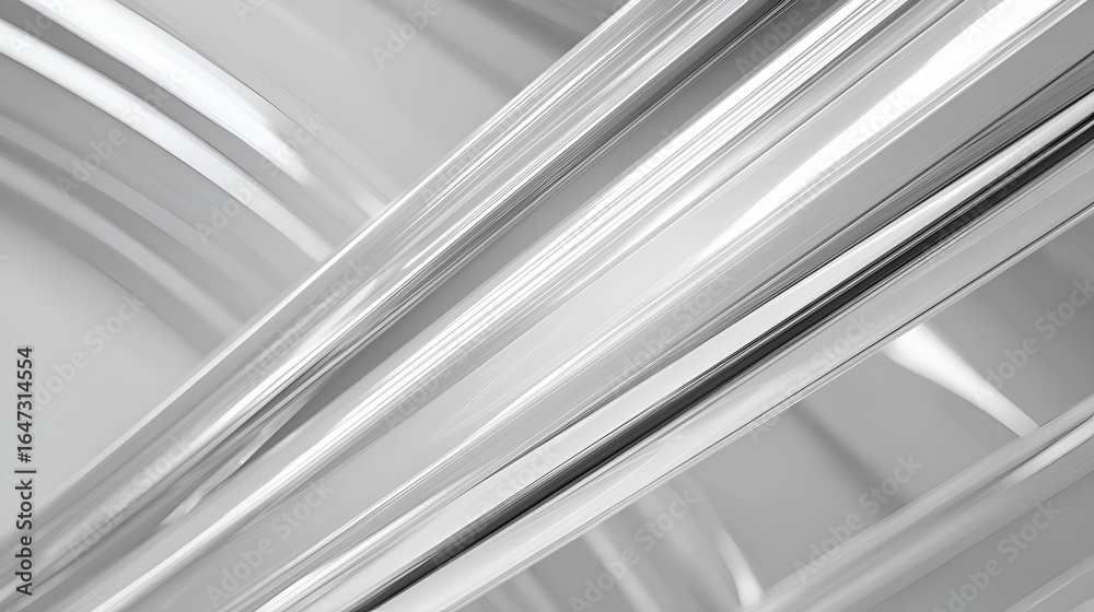 Fototapeta premium Intersecting shiny silver tubes or bars form abstract modern design with smooth surfaces gradient lighting