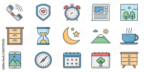 Mental Health and Wellness Icon Collection with Self-Care, Therapy, Mindfulness, and Support Symbols