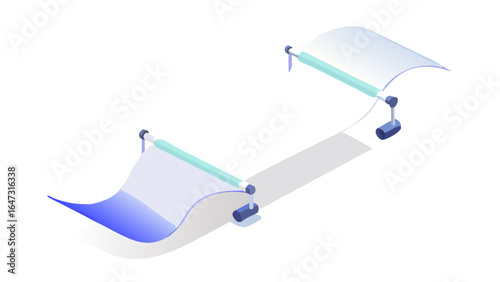Curved, translucent pathways, connecting two points.
