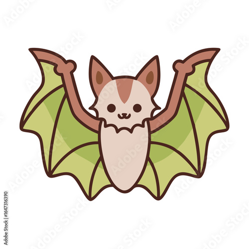 Cute bat with outstretched wings.
