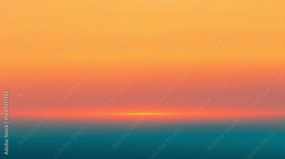 Fototapeta premium Stunning sunset over tranquil ocean with vibrant orange and teal gradient sky, pure natural beauty.