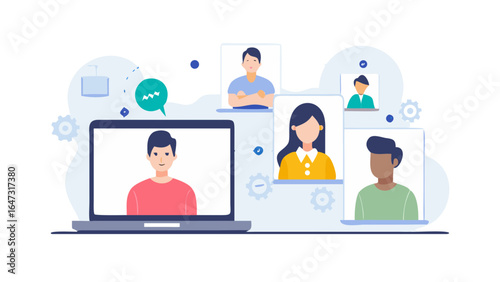 Online meeting, diverse participants, collaborative discussion.
