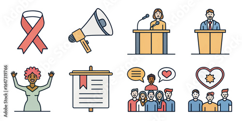 Mental Health and Wellness Icon Collection with Self-Care, Therapy, Mindfulness, and Support Symbols