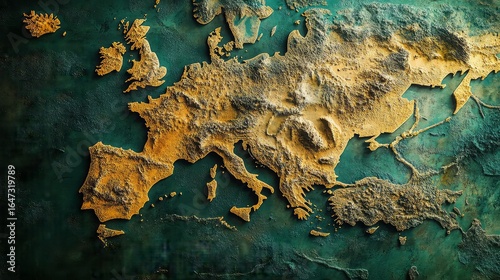 dynamic digital world map emphasize Western Europe continental for AI powered global network connectivity big data transfer cyber technology network information exchange and telecommunication conc