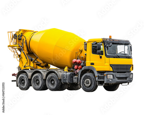 Vibrant yellow cement mixer truck ready for construction project