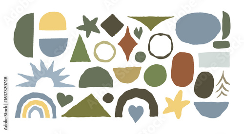 Vector abstract logo templates, icons and symbols, art prints with minimal shapes in  floral wavy ink rough hand drawn naive style, cover, packaging, branding design templates