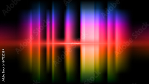 Vibrant glowing vertical light bars resembling an abstract soundwave on a dark background. Perfect for audio, music, tech or futuristic visual themes with neon energy and motion.