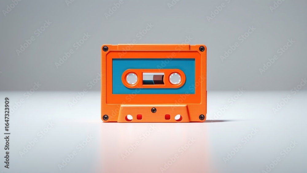 Fototapeta premium Colorful cassette tape toy against plain background