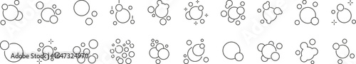 Pack of Foam Related Line Icons. Bubbles Outline Signs for Graphic and Web Design, Apps, Adverts, Various Cards