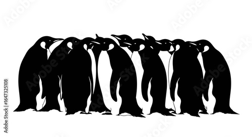 huddle of penguins illustrating teamwork unity and antarctic wildlife for conservation projects educational materials and corporate branding