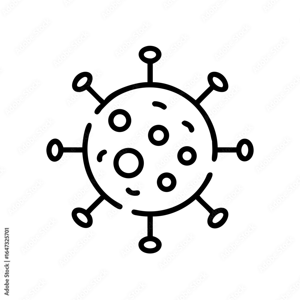 Obraz premium A virus, a simple black line drawing. 