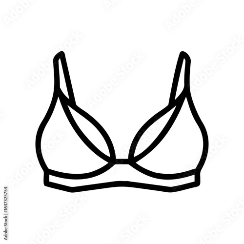 Simple black line drawing of a bra.
