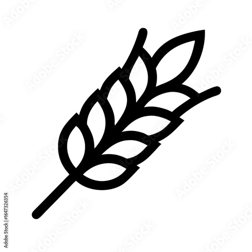 Simple black outline of a wheat ear.

