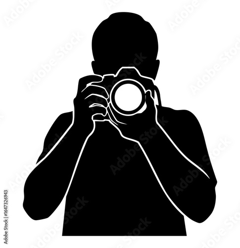 Minimal Flat Vector Male Photographer Ready to Shoot with DSLR Camera