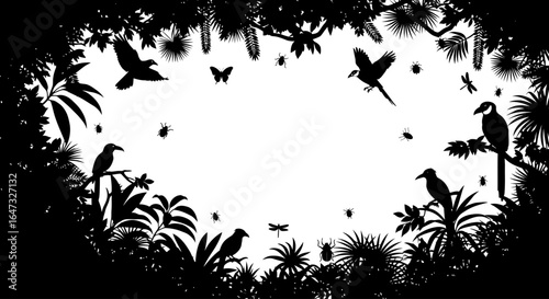 elegant black and white tropical silhouette border perfect for ecofriendly brands naturethemed designs and exotic travel invitations
