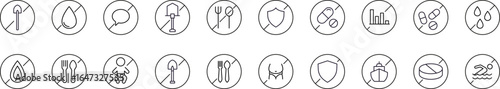 Forbidden Items Thin Icons Collection. Editable Stroke. Perfect for Web Sites, Books, Cards, Apps