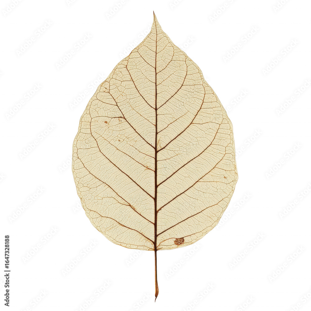 Obraz premium real dried fall leaf, flat scan look, transparent
