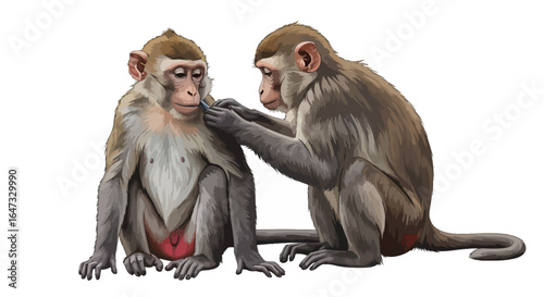 two monkeys grooming a symbol of teamwork trust and social interaction for businesses healthcare and animal welfare
