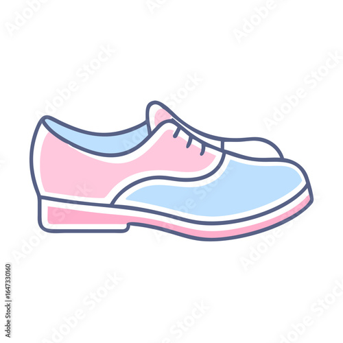 Pink and blue formal shoes, stylish design.
