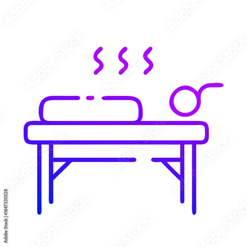 Hot therapy table with heating pad and accessories.
