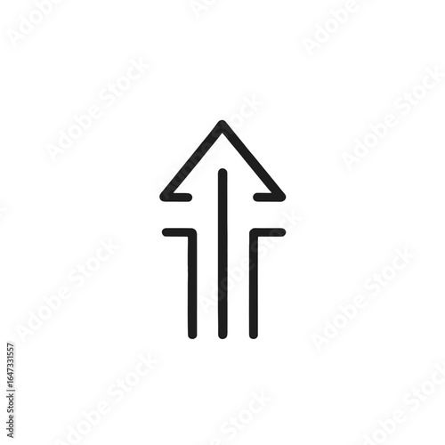 Rrow pointing up with parallel lines on a white background