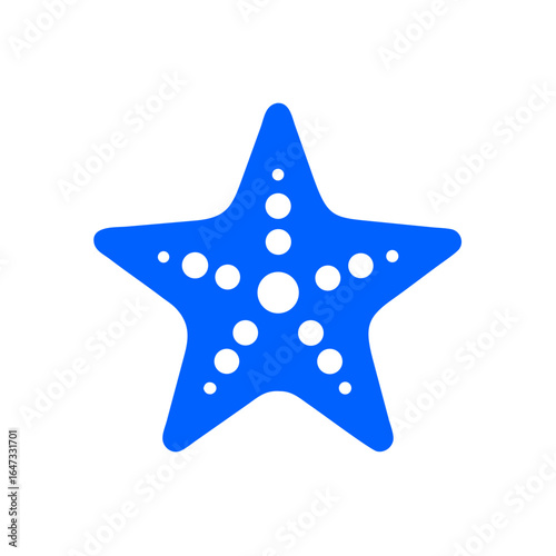 Blue stylized star shape with dotted center, evoking oceanic themes and a sense of wonder.