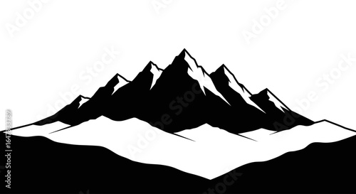conquer your goals a bold black and white mountain silhouette for success achievement and business presentations