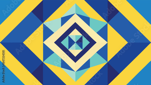 Geometric Abstract Pattern with Blue Yellow and Teal Diamond Shapes background