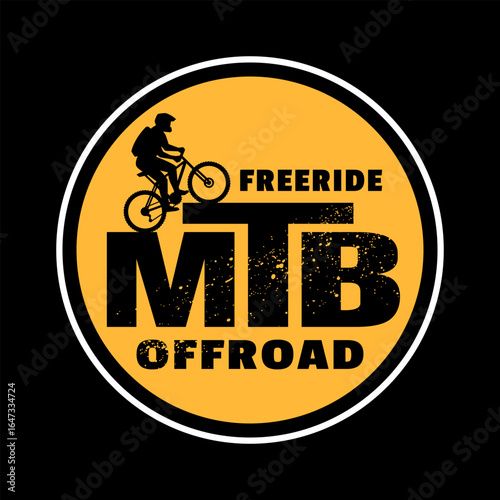 MTB. Mountain bike logo, emblem on dark background.