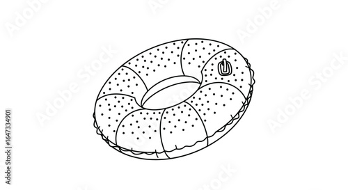 Inflatable pool float designed to resemble a deliciously toasted bagel with cream cheese filling and sesame seeds for ultimate summer fun