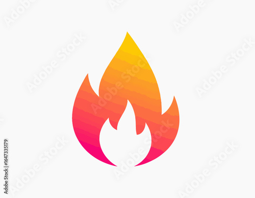 Vector illustration of blazing fire in warm tones with smooth gradients and clean flame shapes, perfect for icons, posters, and branding designs.