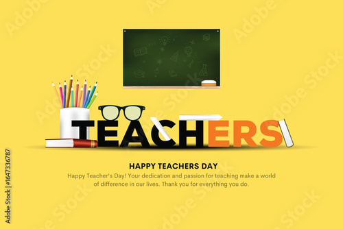 Happy teachers day creative background design. Vector illustration for education concept.