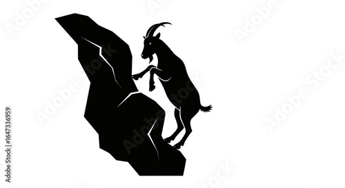 mountain goat silhouette conquering challenges reaching new heights business success symbol