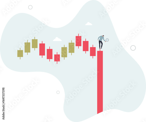 huge drop in the stock market. trader studies the chart.