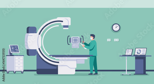 Modern radiology room: advanced ct scanner technology in healthcare environment