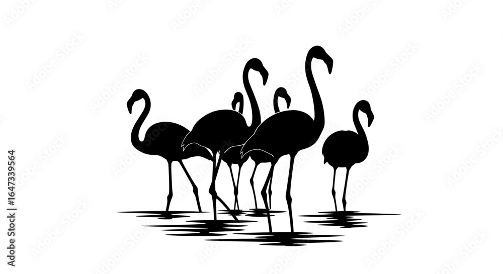 Naklejka premium elegant flamingo silhouettes perfect for tropical designs branding and wildlife projects seeking a chic minimalist aesthetic